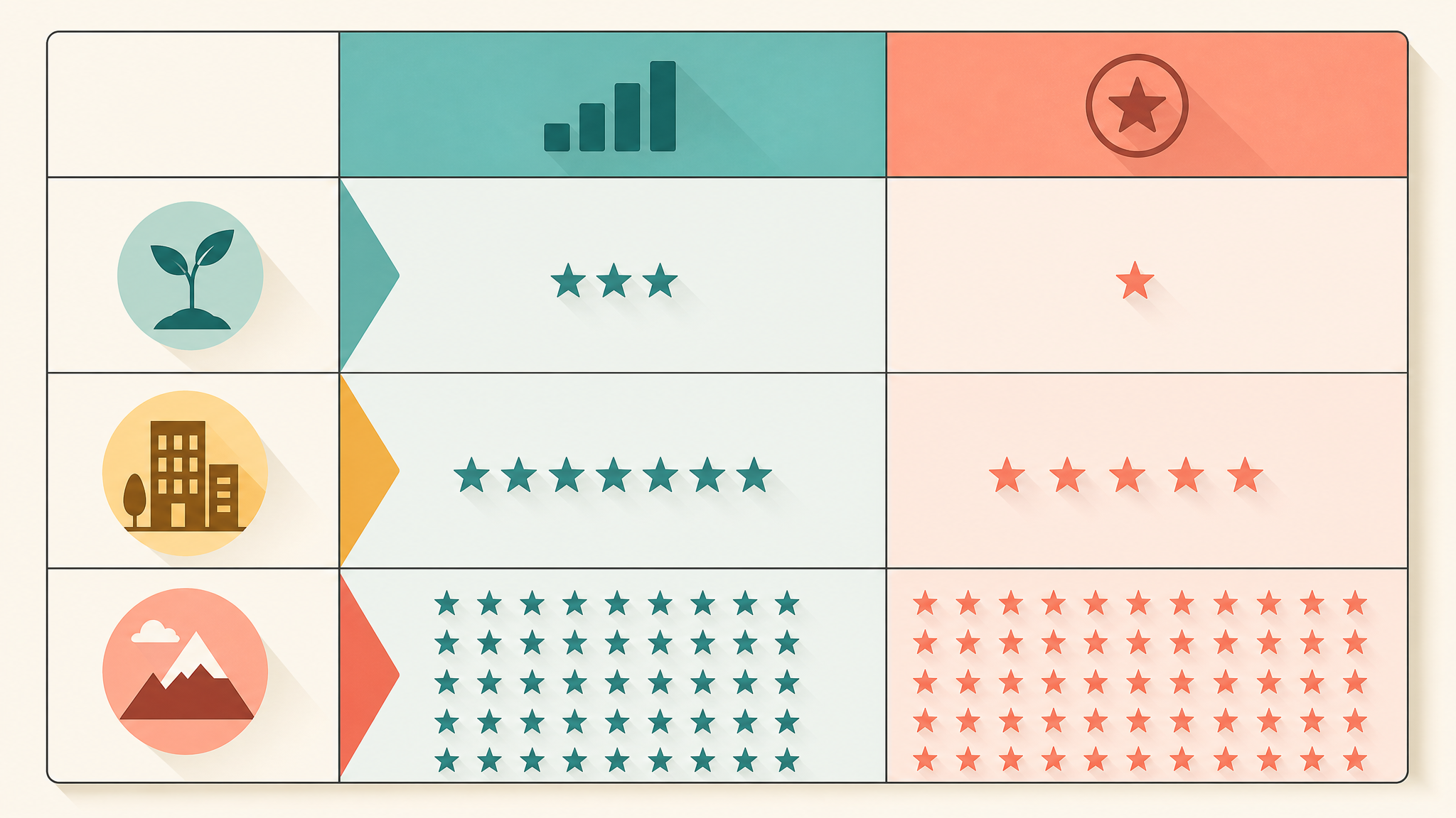 Decision card for prioritizing rating volume versus average by app stage