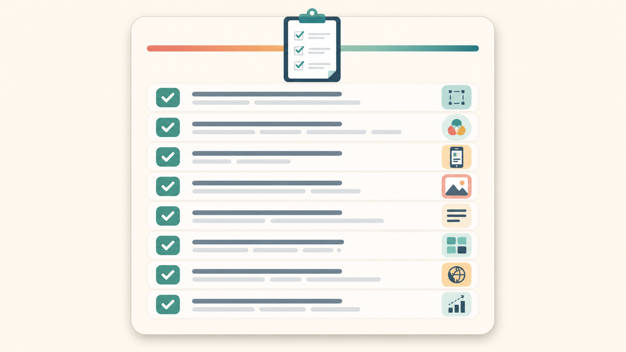 Checklist card recapping the screenshot fixes