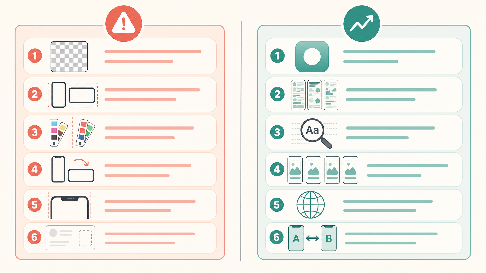 Diagram of the two screenshot mistake buckets: rejection and conversion
