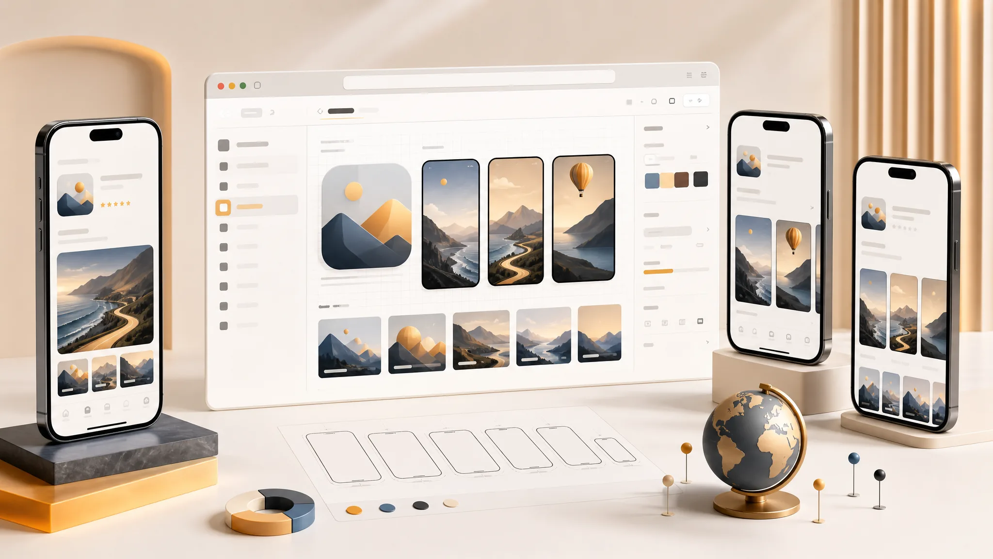 App Store screenshot design workflow with responsive devices