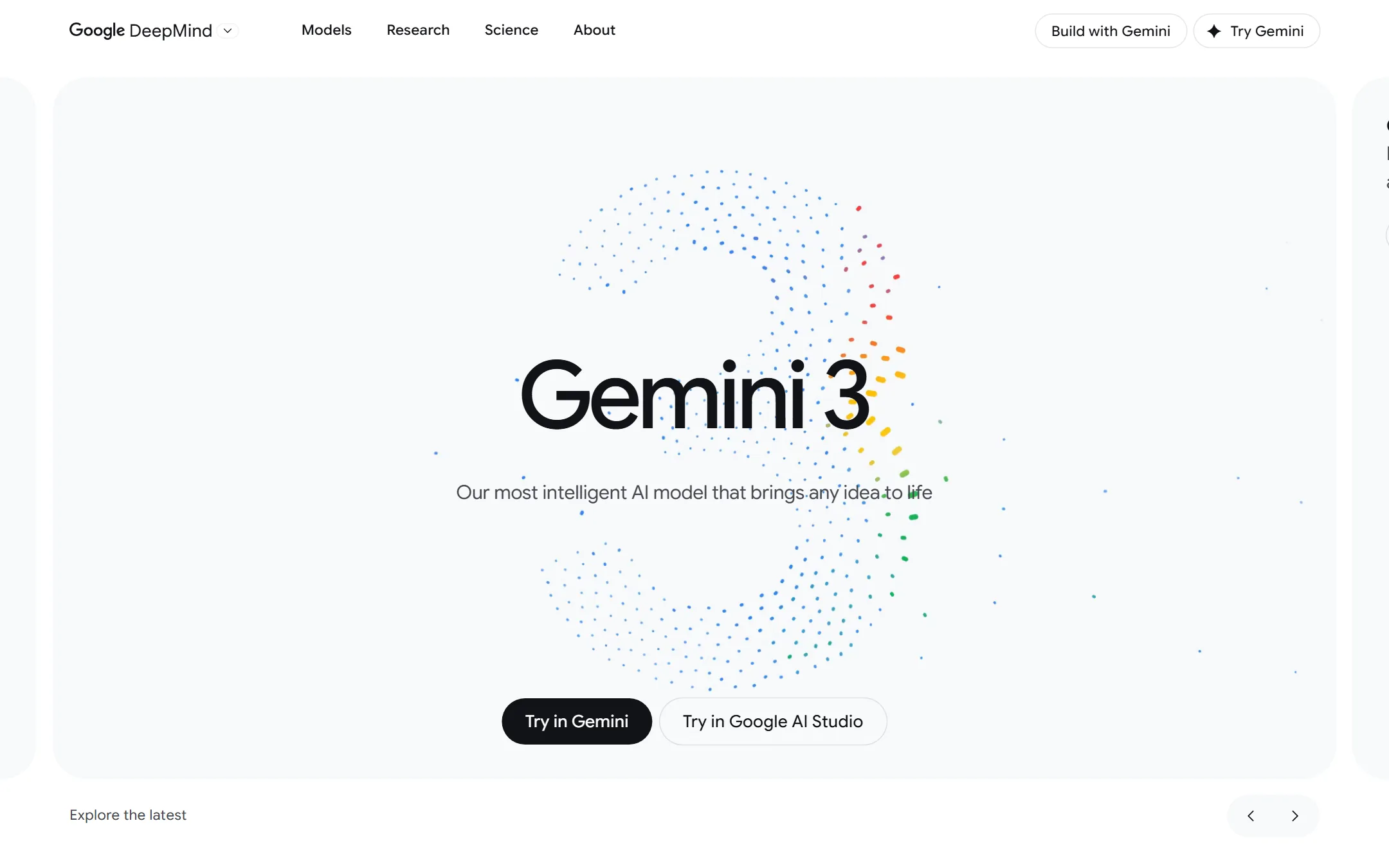 Google Gemini homepage showing Google's AI assistant integrated with the Google ecosystem